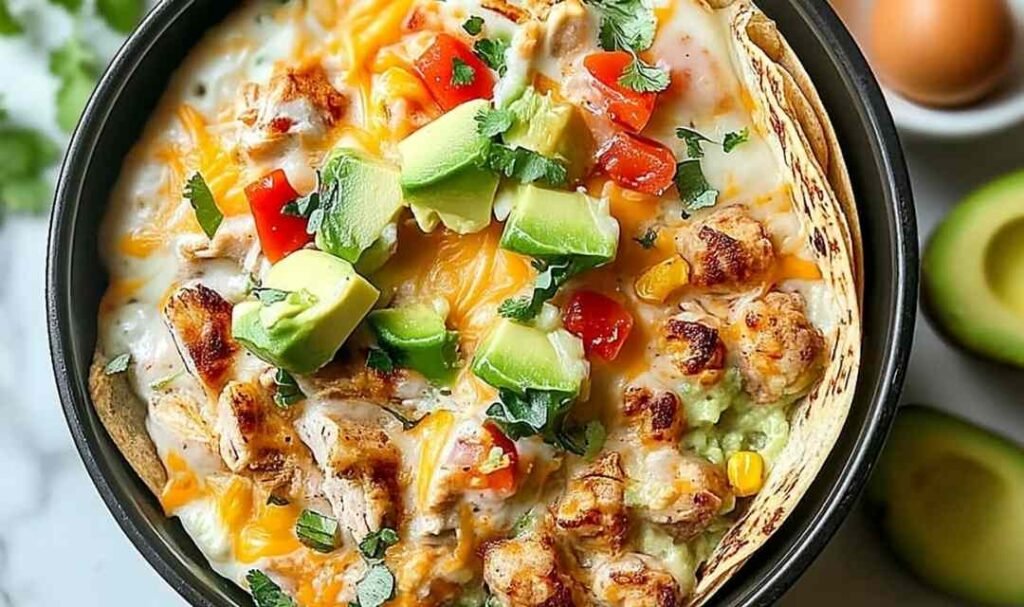 Chicken avocado ranch burritos wrapped and served on a plate with extra ranch dressing on the side