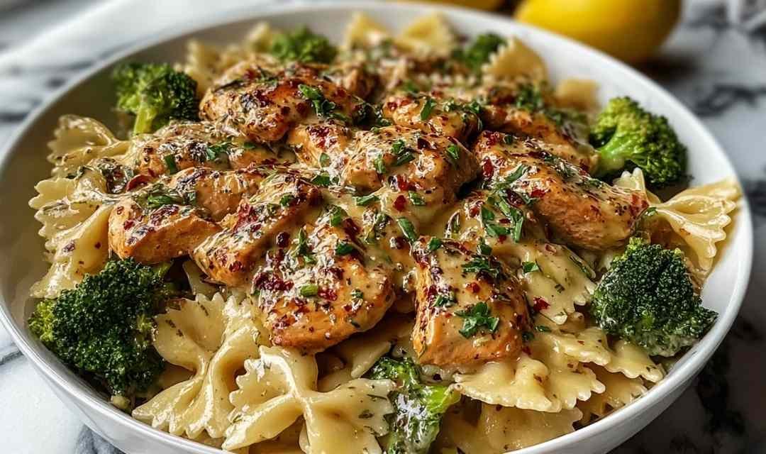 Cowboy Butter Lemon Bowtie Chicken with Broccoli