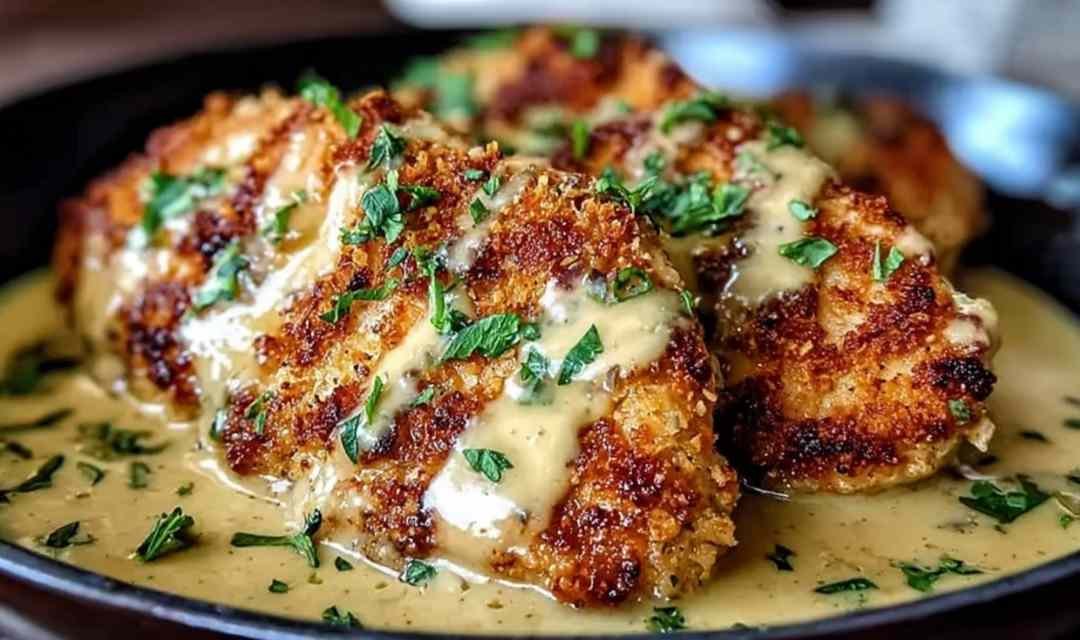 Crispy Parmesan Chicken with Garlic Sauce