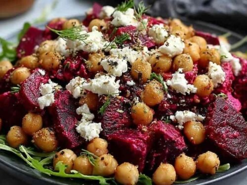 Fresh Chickpea, Beet and Feta Salad