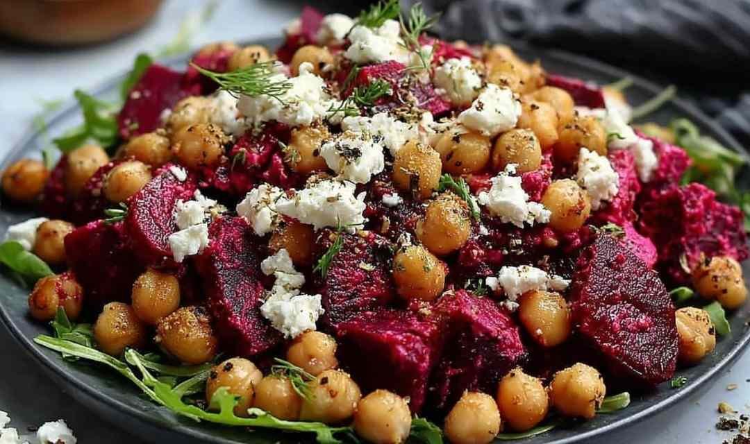 Fresh Chickpea, Beet and Feta Salad