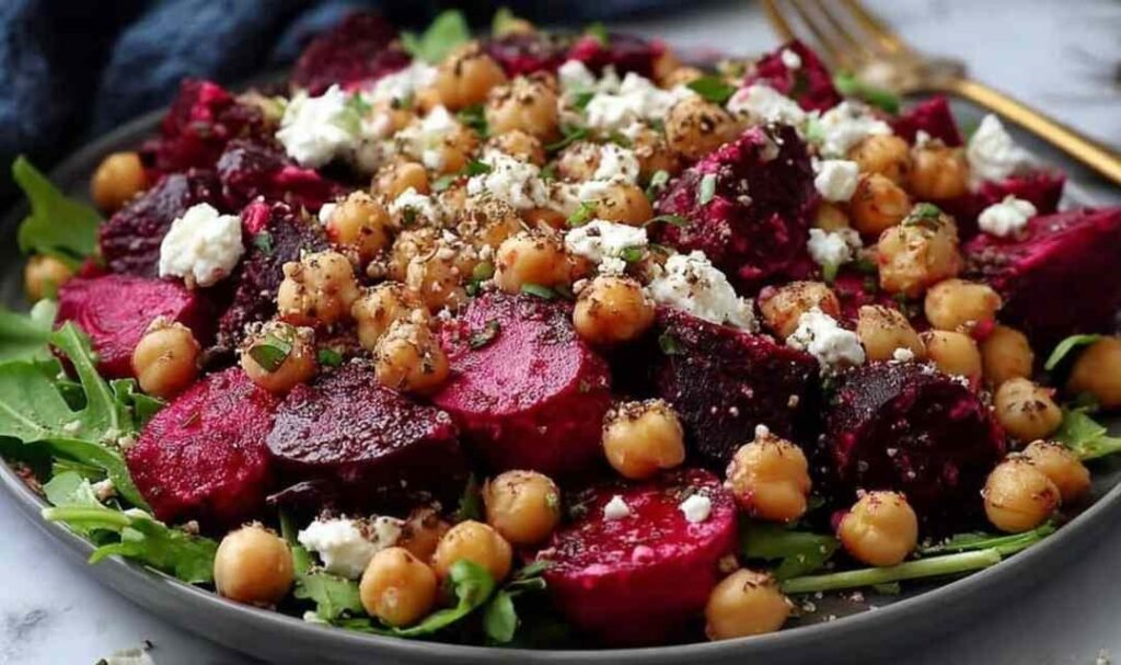 Fresh Chickpea, Beet and Feta Salad