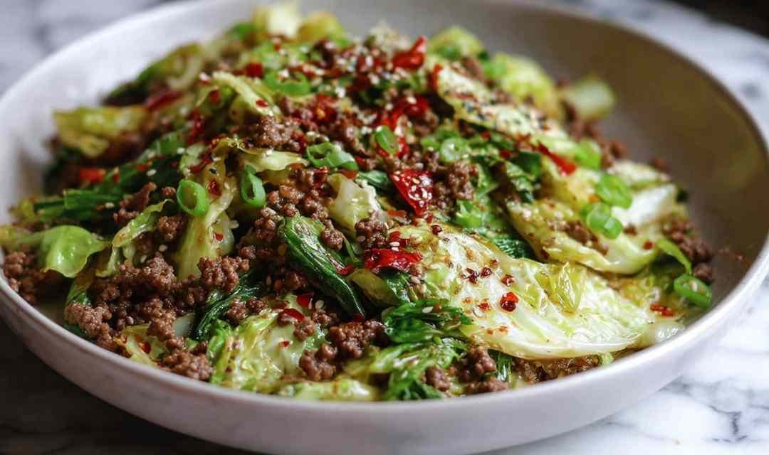 Chinese Ground Beef Cabbage Stir Fry