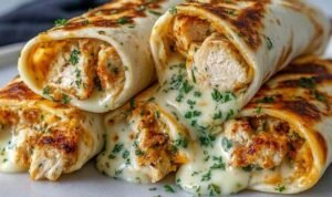 Low Carb Cheesy Garlic Chicken Wraps Low Carb Cheesy Garlic Chicken Wraps