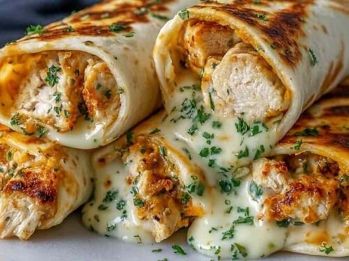 Low Carb Cheesy Garlic Chicken Wraps