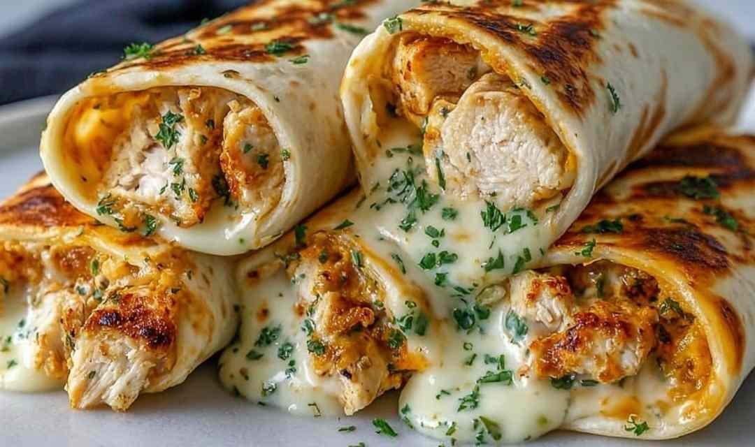 Low Carb Cheesy Garlic Chicken Wraps