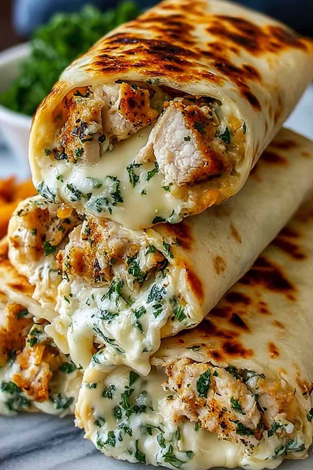 Low Carb Cheesy Garlic Chicken Wraps