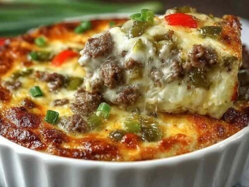 Low Carb Philly Cheesesteak Casserole