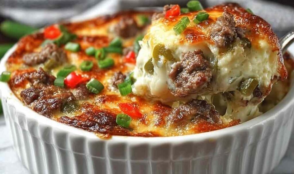 Low Carb Philly Cheesesteak Casserole