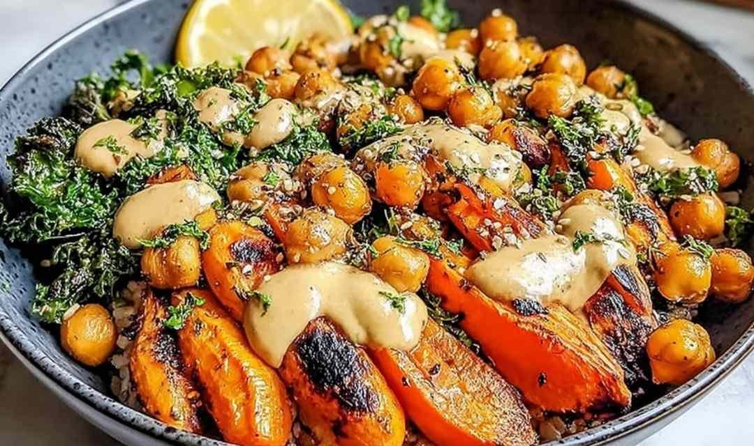 One-Pan Roasted Carrot and Chickpea Bowl