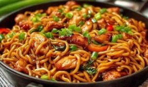Sticky Garlic Chicken Noodles
