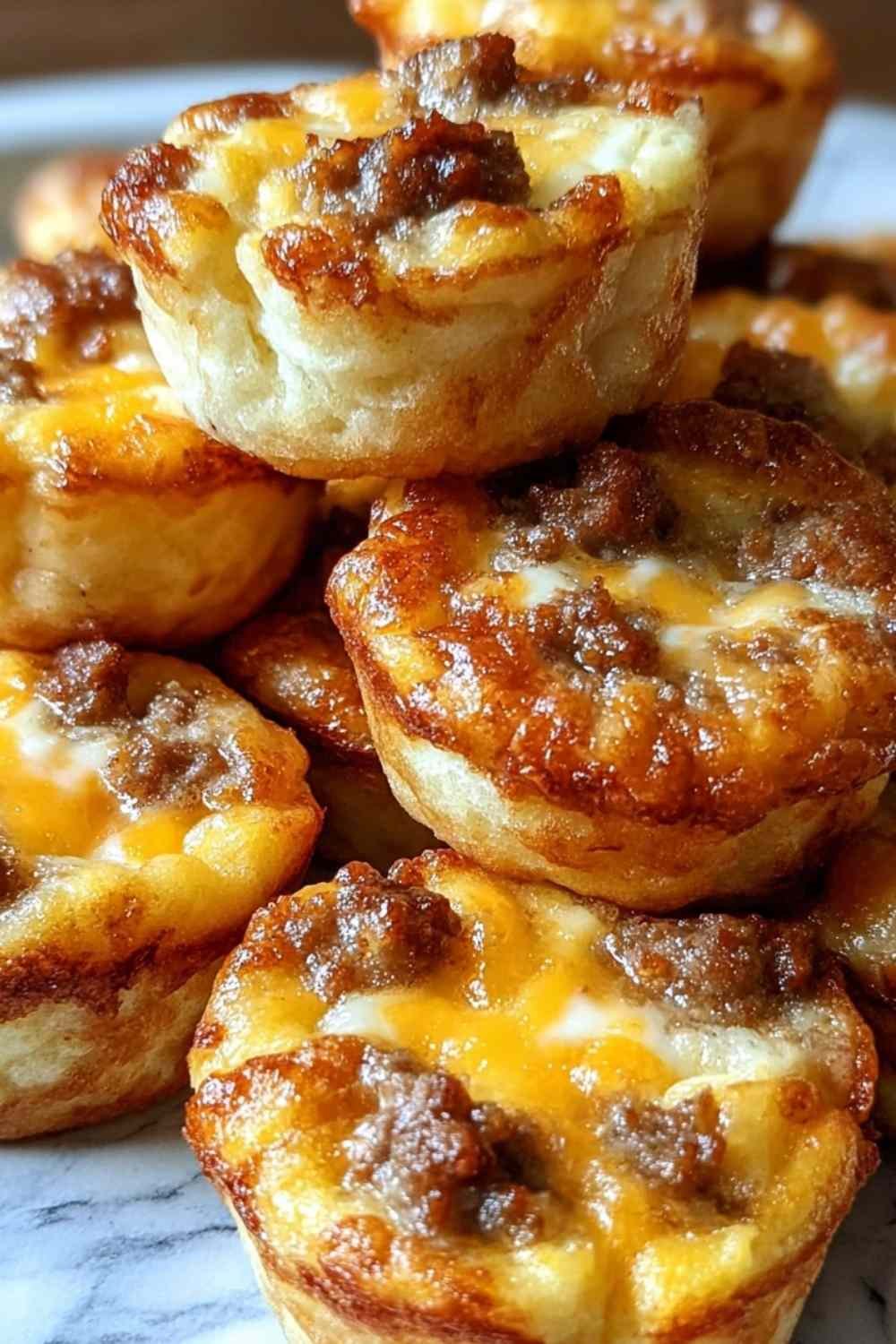 Golden high-protein pancake sausage mini muffins cooling on a wire rack after baking