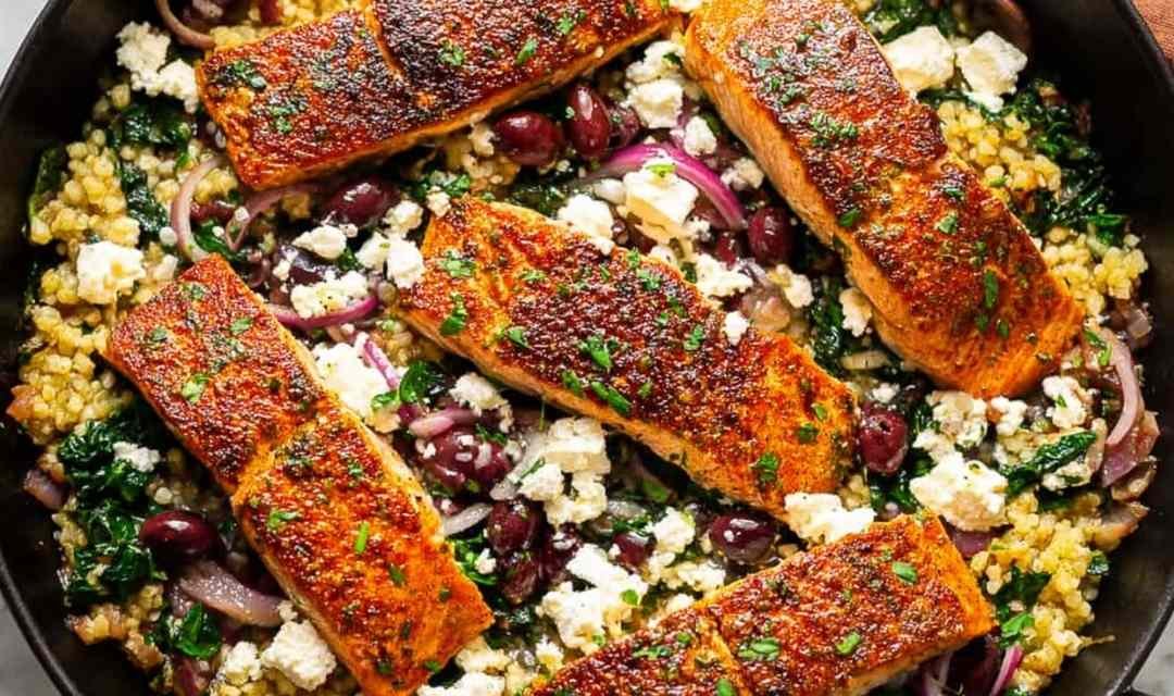One Skillet Greek Salmon