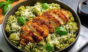 Pesto Pasta with Parmesan Chicken (1)